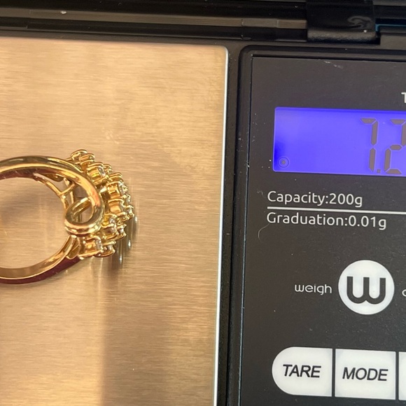 Vintage 14k yellow gold diamond waterfall cluster ring - Picture 6 of 8